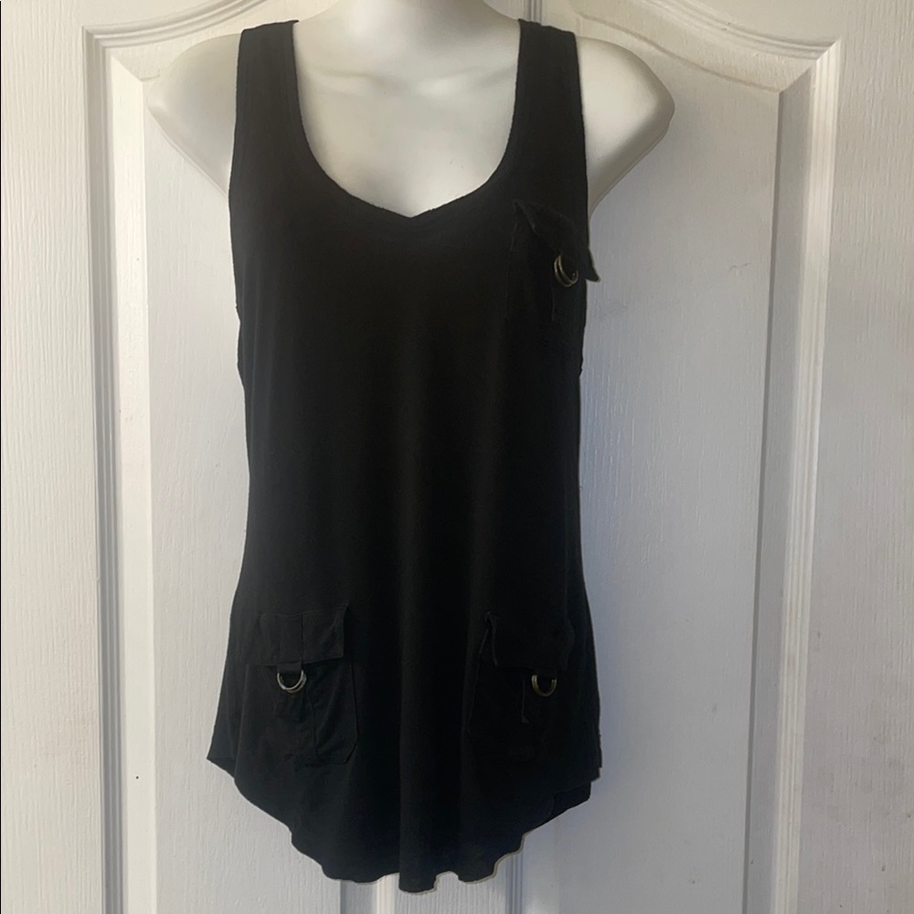 Black lightweight loose fit racer back cargo Tank Top size large
